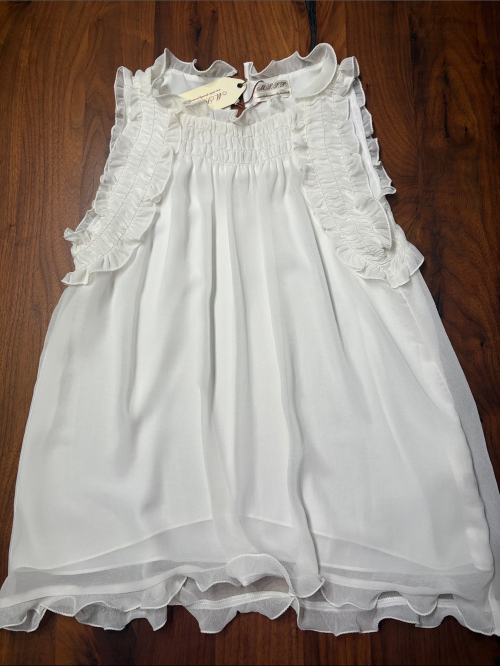 Max Studio White Ruffled Sleeveless Top